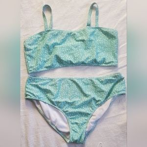 Shein 3XL pastel green‎ and white flower print bikini